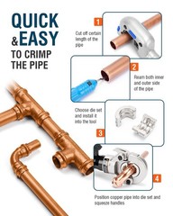 CHANHYD Hydraulic Copper Tube Fittings Press Crimping 1/2&Prime;, 3/4&Prime;, 1&Prime;, Silver