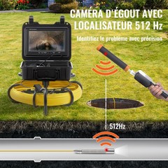 50m 9in 512Hz Inspection Camera IP68 12LED DVR 16GB SD Sewer Tool