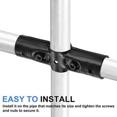 6 Sets Pipe Clamp Connector, 128 x 31mm End Rail Clamps Fit 1.1&Prime; OD, Black