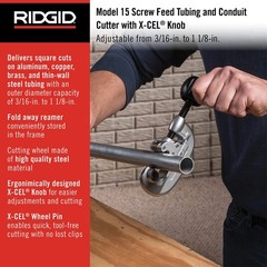 Screw Feed Tubing Cutter 3/16&Prime; to 1-1/8&Prime; &ndash; Model 15 Tube Cutter for Pipes