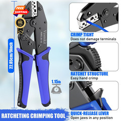 Crimping Tool for Non-Insulated Open Barrel Terminals-AWG AWG 20-10, Blue