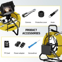 Sewer Camera 4.3 In LCD Monitor 98.4FT/30M HD Drain Pipe Inspection Camera