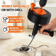 25ft Drain Auger Heavy Duty, Professional Plumbing Snake with Drill Adapter, Man