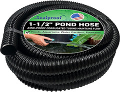 Sealproof Kinkproof 1-1/2&Prime; Dia Waterfall, Pond Tubing, 1-1/2-Inch ID, 20 FT, Bla
