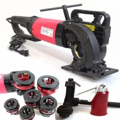 2 in 1 Reversible Electric Pipe Threader Threading Machine w/Cutter & 6 NPT Dies