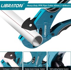 LIBRATON 1-5/8&Prime; Ratchet PVC Pipe Cutter, PVC Cutter, Plastic Pipe Cutter | for P