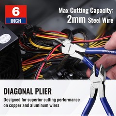 WORKPRO 3-Piece Pliers Tool Set &ndash; 6&Prime; Needle Nose, 6&Prime; Slip Joint & Diagonal Plier