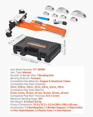 Compact Ratcheting Tube Bender Kit with 7 Dies for HVAC & Refrigeration