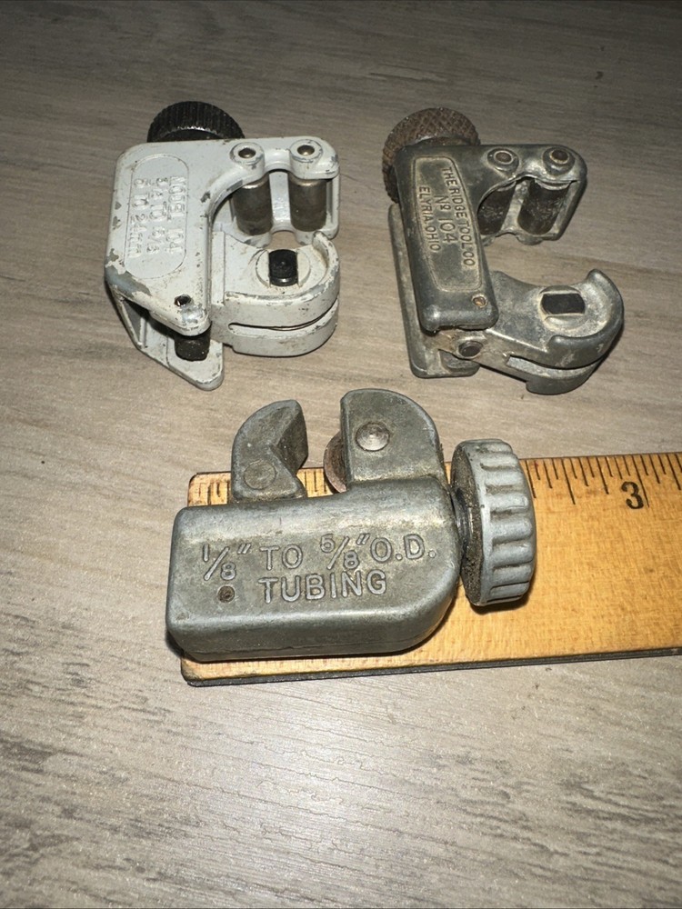 3 Vintage Tubing Cutters 2 Ridgid #104 & Unknown Model Used