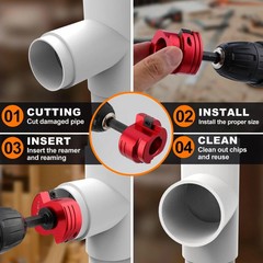 Double-Blade PVC Pipe Reamer Kit (1/2&Prime; to 4&Prime;) 8PCS into Standard 1/2&Prime; Drills&hellip;.