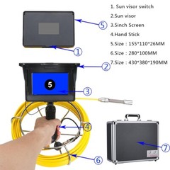 30M 5 inch 22mm Handheld Industrial Pipe Sewer Inspection Camera 1200TVL IP68