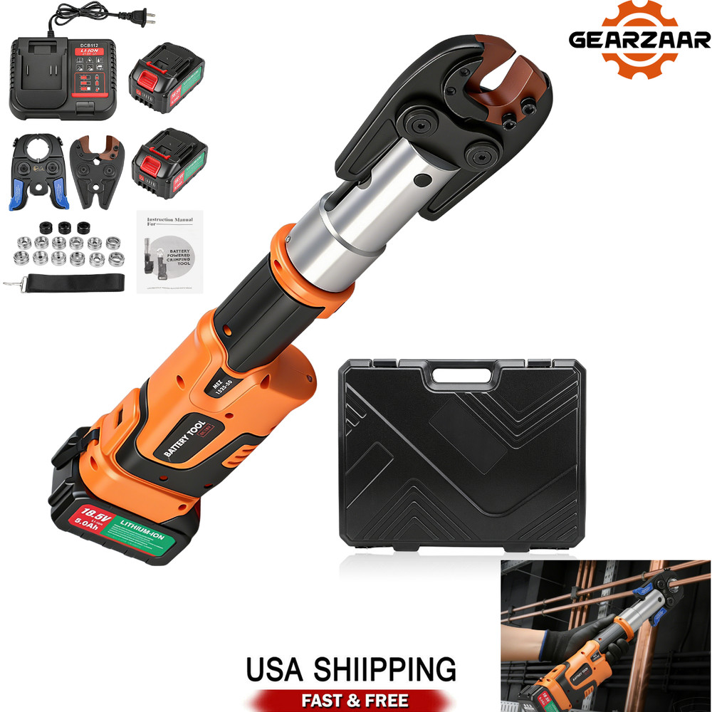 Copper Pro Press Tool Pipe Crimping Kit Press Tool Battery Kit 1/2&Prime; 3/4&Prime; 1&Prime; Jaw