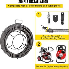 75ft x 3/8 inch Drain Cleaning Cable, Solid Core Cable Sewer Cable