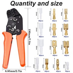 641Pcs Terminal Crimping Tool Kit, Ratcheting Wire Crimper AWG 22-16(0.5-1.5mm&sup2;)