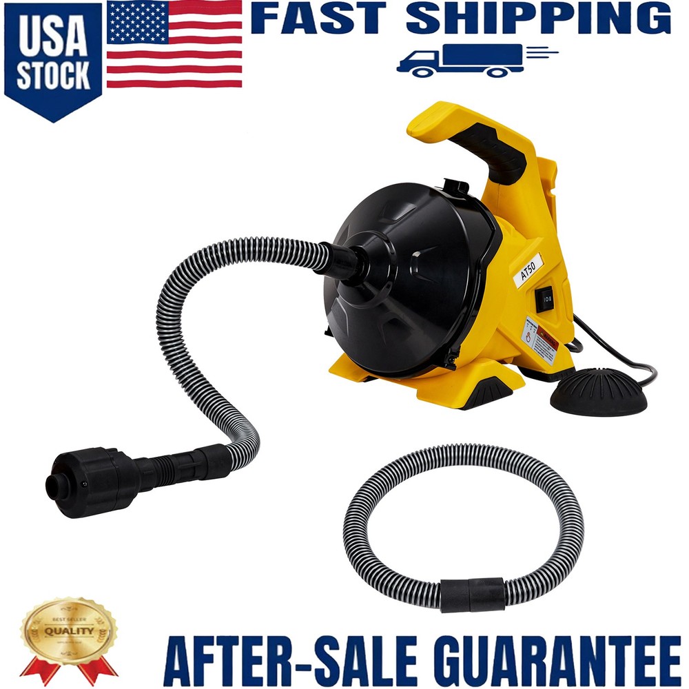 Drain Cleaner Machine 30Ft x 3/10In, with Foot Switch, Sewer Snake for Sinks