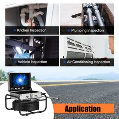 50M Sewer Camera Pipe Inspection Camera 512HZ Self Leveling Endoscope 9&Prime; DVR