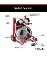 Ridgid 52363 K-400 Drain Cleaner Machine w/ 3/8&Prime; x 75ft Cable