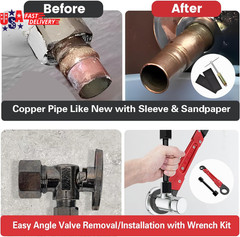 6 Pcs Plumbing Tools Kit with Angle Stop Wrench & 1/2-Inch Compression Sleeve Pu