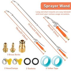 For Adjustable Nozzle Spray Wand 44 Inch Stainless Steel Built In Shut Off Valve