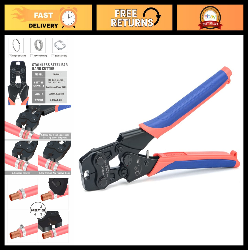 PEX Cinch Clamp Removal Tool &ndash; Removes 3/8&Prime; to 1&Prime; Wide Ear Clamps, Easy Use
