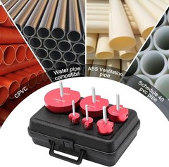 PVC Pipe Reamer 6 Piece Plastic Pipe Fitting Saver Kit 1/2in Drill Heads 3/4-4in