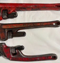 Ridgid 24&Prime; 18&Prime; 14&Prime; 12&Prime; ＆ 10&Prime; Offset H.D. Pipe Wrenches Ridge Tool Elyria OH USA