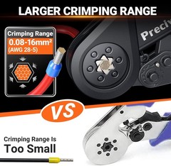 Hexagonal Ferrules Crimping Tool, 0.08-16mm&sup2;/AWG28-5 Wire Crimps Tools, Crimper