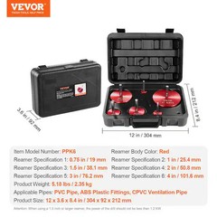 PVC Pipe Reamer Kit Aluminum Alloy PVC Pipe Fitting Reamer Plumbing Tools Kit So