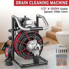 Commercial 100ft 1/2&rdquo; Sewer Snake Drain Auger Cleaner Cleaning Machine Plumbing