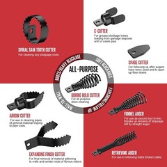 8-Piece Drain Snake Cutter Heads Steel 5/16&Prime;-3/4&Prime; Easy Installation for Cleaning