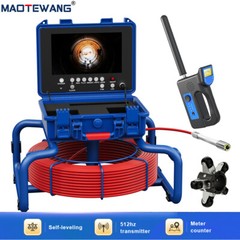9&Prime; 50M Sewer Pipe Inspection Camera w/ 512HZ Locator Meter Counter Self-Leveling