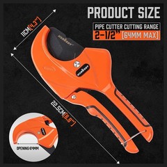 21/2 Ratchet Pvc Pipe Cutter For Pexpvcppr And Plastic Hoses Sk5 Steel Blades R