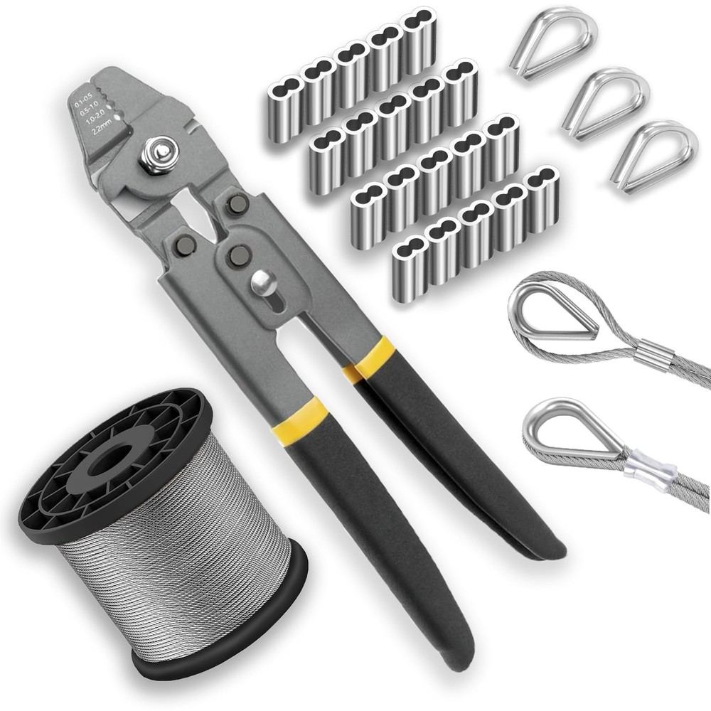 Wire Rope Crimping Tool Kit,165FT 165FT, 1/16 inch, Kit