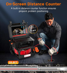 1080P Sewer Camera with Locator, 100ft Cable, 10.1&Prime; Touch-Screen, 12 LEDs
