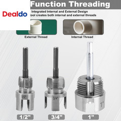 3 Pcs Pipe Threading Tool, Dual-Function Integrated Internal & External Thread C