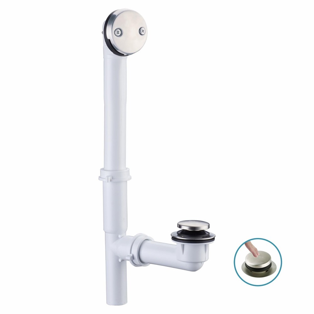 Tubular Bath Tub Drain Kit 1-1/2&Prime; with Brushed Tip-Toe Bathtub