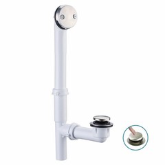 Tubular Bath Tub Drain Kit 1-1/2&Prime; with Brushed Tip-Toe Bathtub