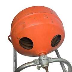 Vintage Hand Crank Drain Auger Snake Reel Industrial Plumber Tool Orange Steel