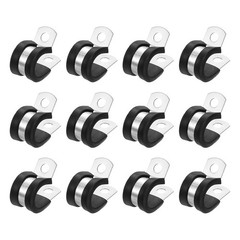 1/2&Prime;(14mm) Cable Clamp, 304 Stainless Steel Rubber Cushioned 12Pcs