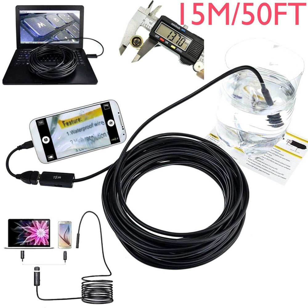 50 FT Pipe Inspection Camera USB Video Sewer Drain-Cleaner,Water-proof