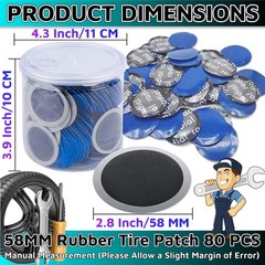 Flat Tire Repair Kit 80PCS 58MM，Car Tire Patch Kit Heavy Duty Bike Tire Patch&hellip;