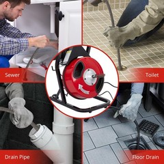 Drain Cleaner Machine, 50FT x 1/2 Inch Portable Electric Drain Auger w/4 Cutters