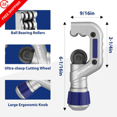 WORKPRO 3 Pieces Tubing Cutter Set &ndash; Pipe with 1/8&rdquo;-1-1/4&rdquo; Cutting&hellip;
