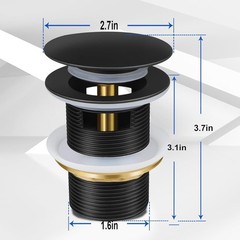Pop-up Drain Kit for Freestanding Bathtub Tub Matte Black