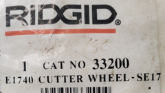 ASSORTED RIDGID CUTTER WHEEL 33200 E-1740 & PIPE CUTTER 33115 F-119 LOT OF 2