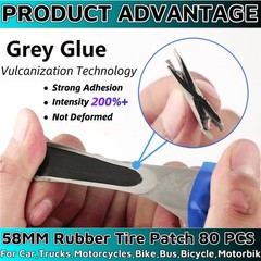 Flat Tire Repair Kit 80PCS 58MM，Car Tire Patch Kit Heavy Duty Bike Tire Patch&hellip;