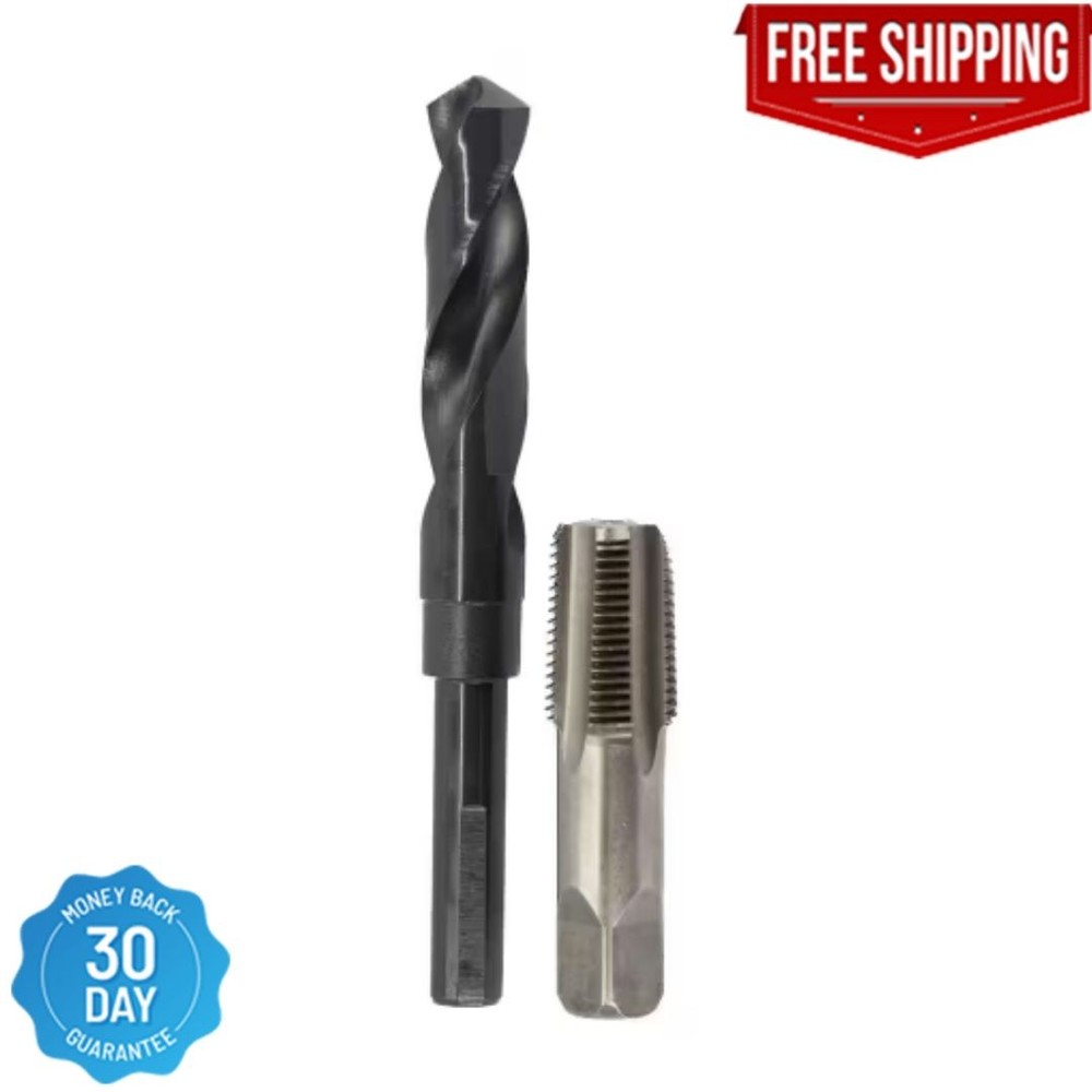 1/2 In Carbon Steel Npt Pipe Tap And 23/32 In High Speed Steel Drill Bit Set New