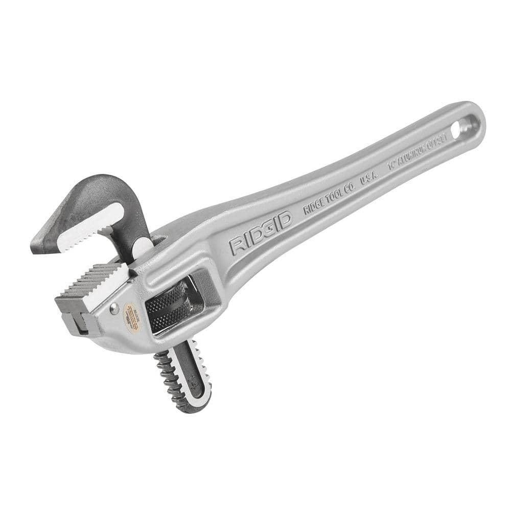 RIDGID 14 in Aluminum Offset Pipe Wrench Narrow Hook Jaw Tight Spaces 2in Wrench