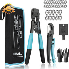PEX Crimping Clamp Cinch Tool Pipe Cutter Kit SS Clamps Storage Bag 30P