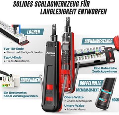 Ethernet Crimping Tool Kit 10-in-1 RJ45/RJ11 Network Tool Kit with RJ45 Tester f